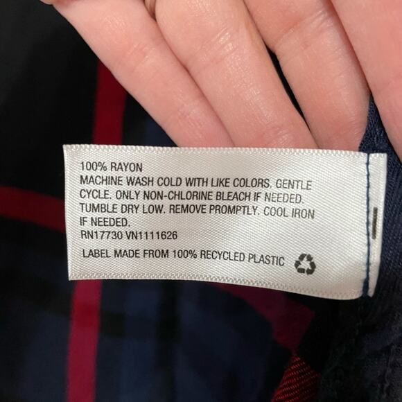 Isabel Maternity Blue Red Plaid Button Down Shirt Womens XS Fall Flannel Casual - Picture 5 of 7